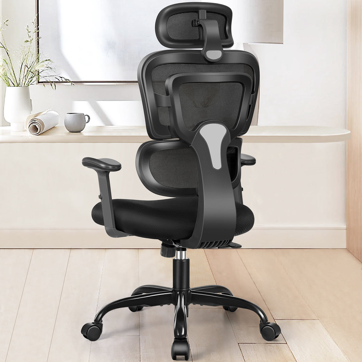 COOLHUT Ergonomic Office Chair, High Back Desk Chair, Breathable Mesh Computer Chair with Lumbar Support, Comfy Foam Cushion Home Office Chair, 300lbs, Black