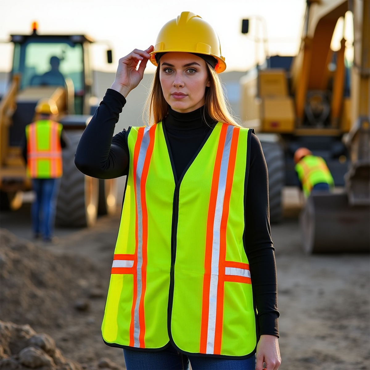 G & F Hi-Vis Safety Vest, Reflective Mesh Construction Work Vest, Neon Lime Green, Men & Women, One Size