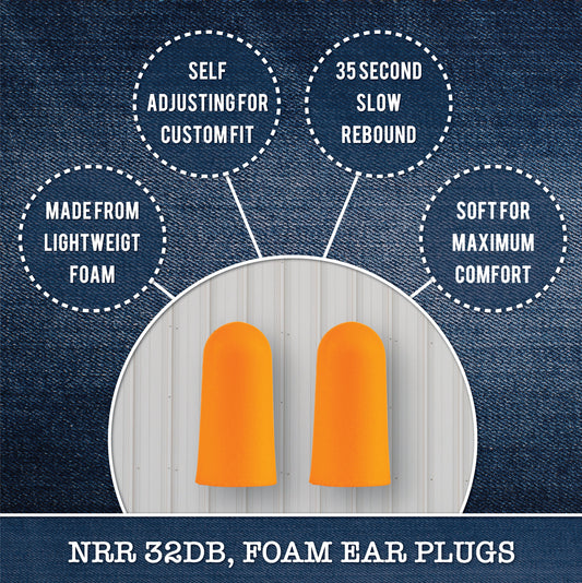 500 Pairs of Foam Earplugs with 1 Refillable Dispenser - Noise Cancelling Bulk Ear Plugs - NRR 32dB