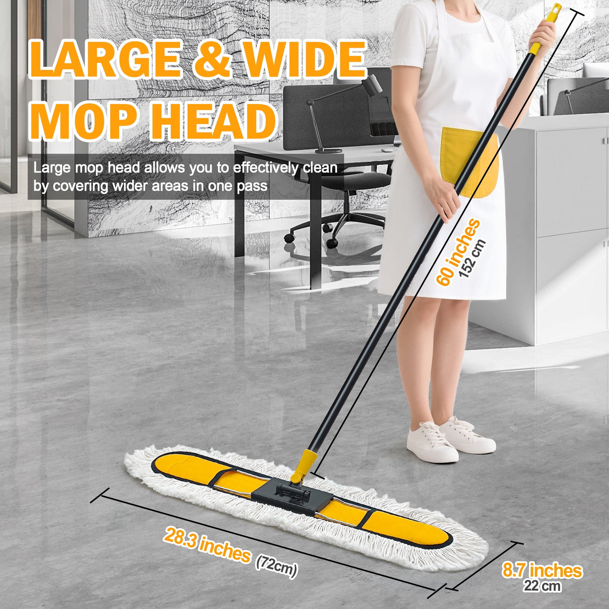 NEWE 24” Commercial Dust Mop for Floor Cleaning , Hardwood, Yellow