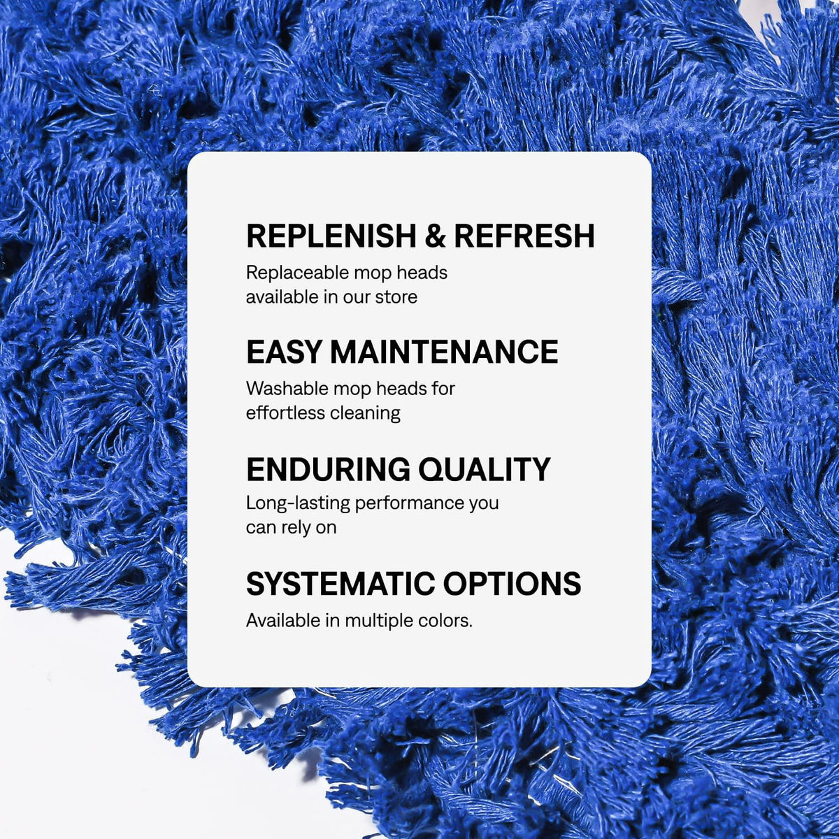 Industrial Dry Mop with 48 in Reusable Mop Head and Wooden Handle for Hardwood Floors Blue