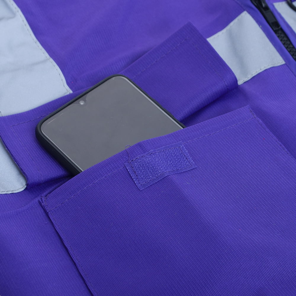 GOGO 5 Pockets High Visibility Safety Vest with Reflective Strips, 10 Pack Working Uniform Vest-Purple-3XL