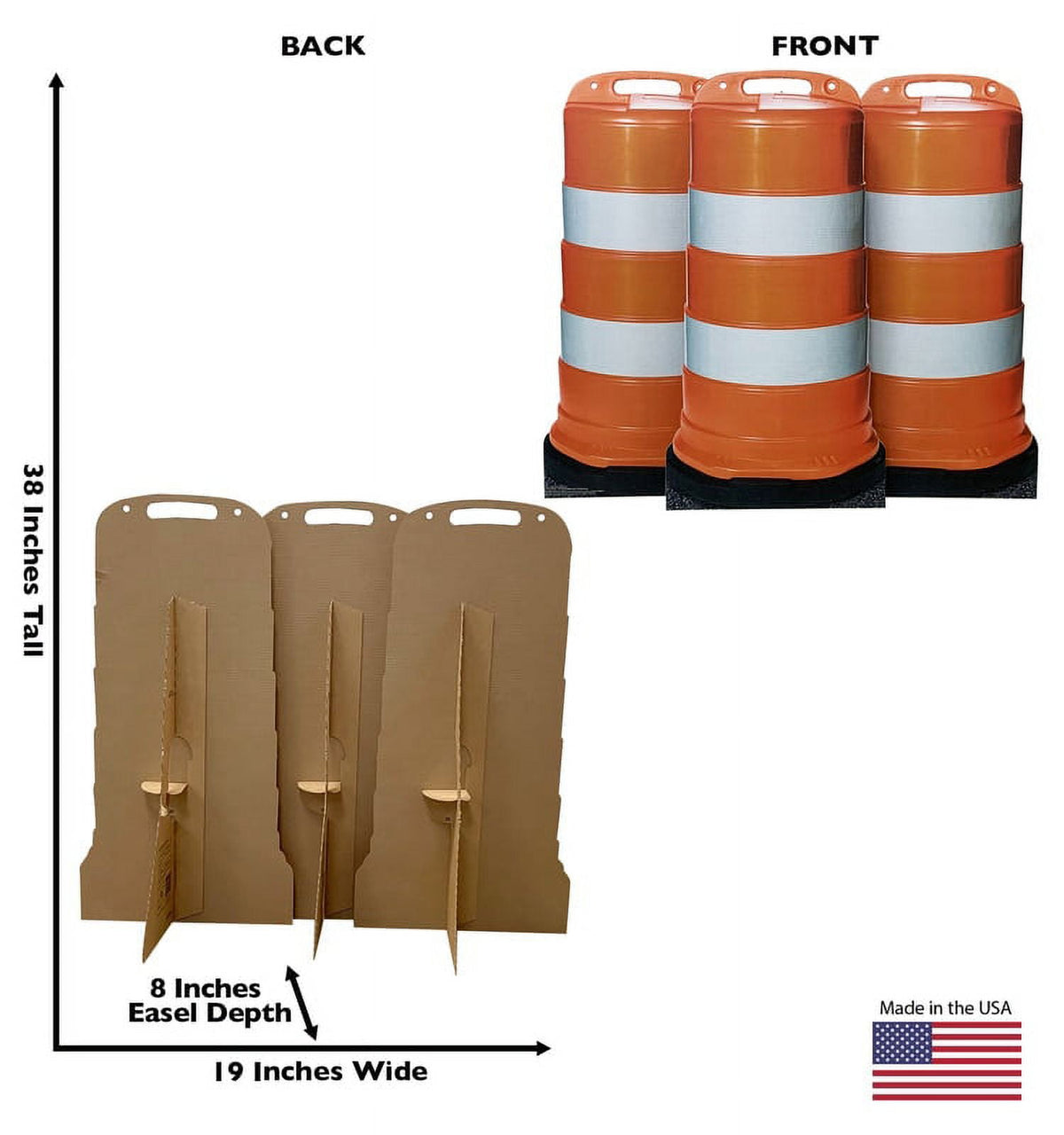 Lifesize Construction Barrels (Set of Three) Cardboard Cutout Standup