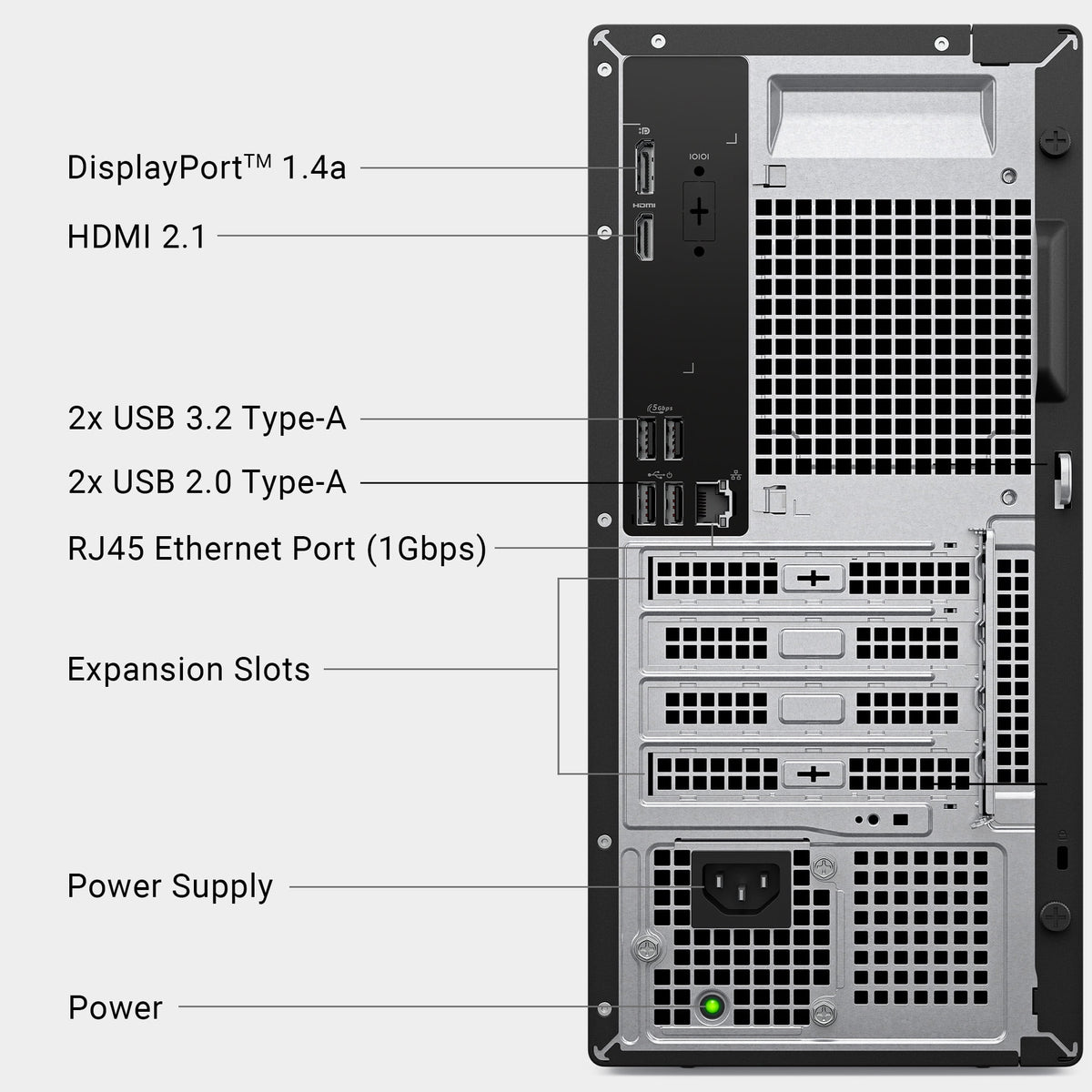 Dell Tower Desktop, Intel® Core™ Ultra 7, 16 GB, DDR5, 1 TB, Black, Windows 11 Home