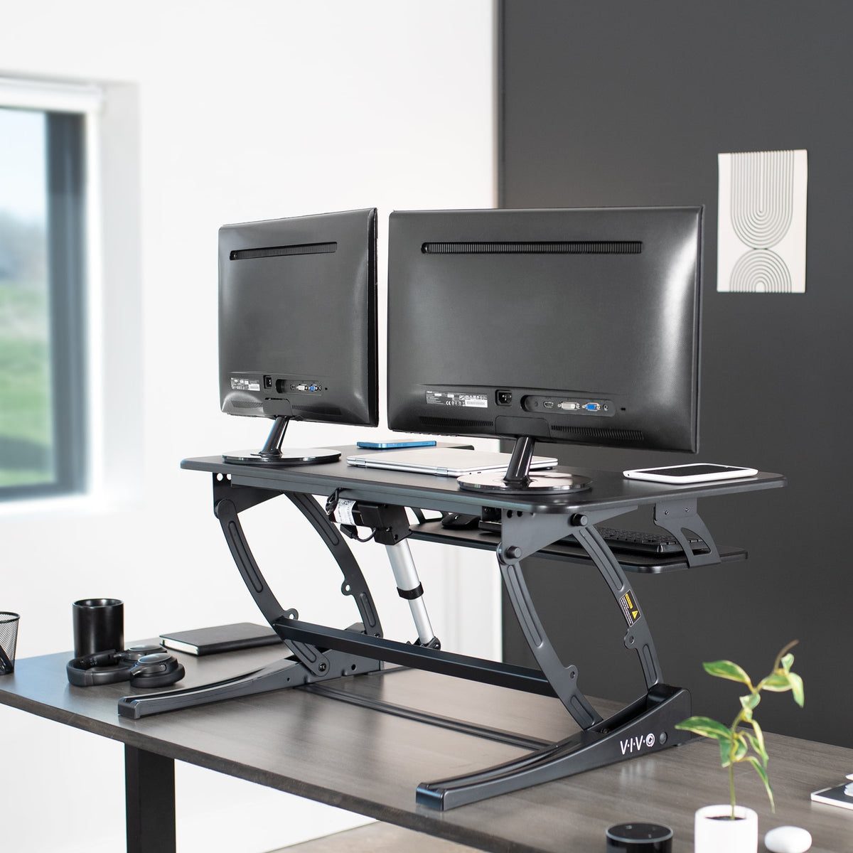 VIVO Electric Height Adjustable Standing Tabletop Desk Converter w/ USB 36"