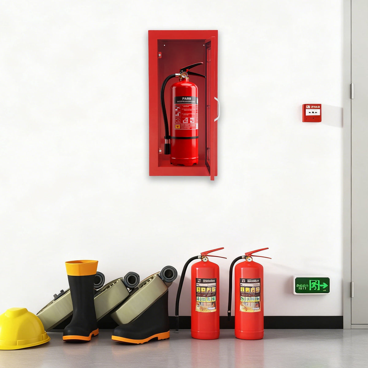 Commercial Fire Extinguisher Cabinet Semi Recessed Extinguisher Wall Cabinet for Home&Commercial Use