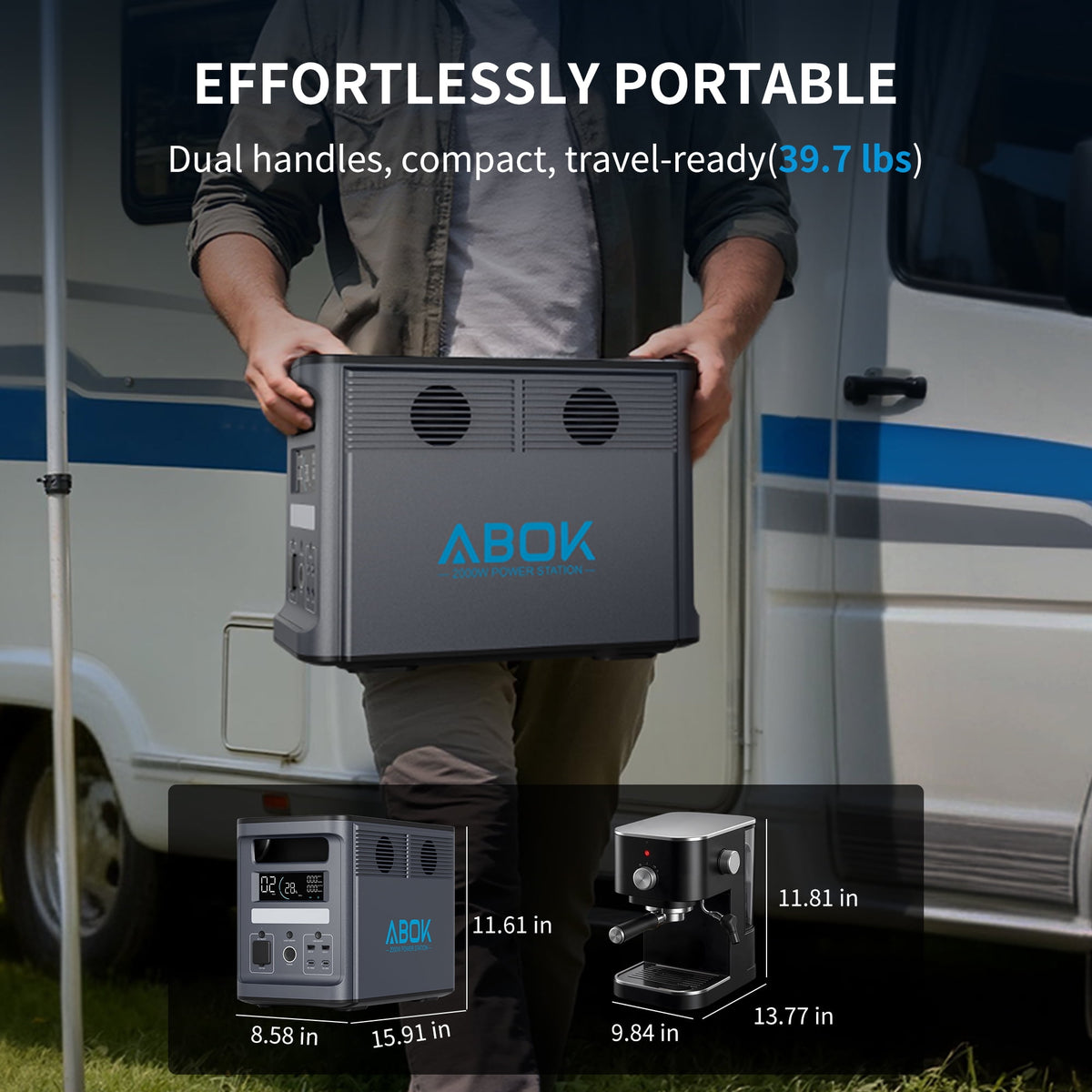 ABOK Ark2000 Expandable Power Station 2000W, 1536Wh LiFePO4 (Up to 3072Wh) for Home Backup, Blackouts & Hurricanes
