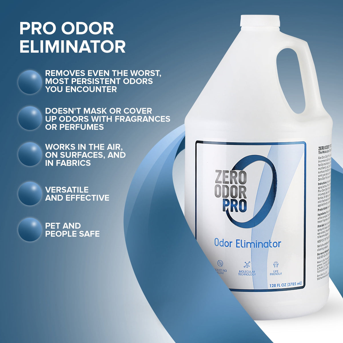 Zero Odor Commercial Odor Eliminator Spray Air & Surface Deodorizer Smell Remover Refill 128 oz